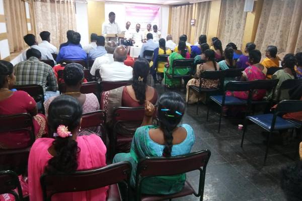 A livelihood development session with farmer producer group members.